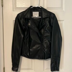 The Saige faux leather moto jacket by Anthropologie, Size small in black